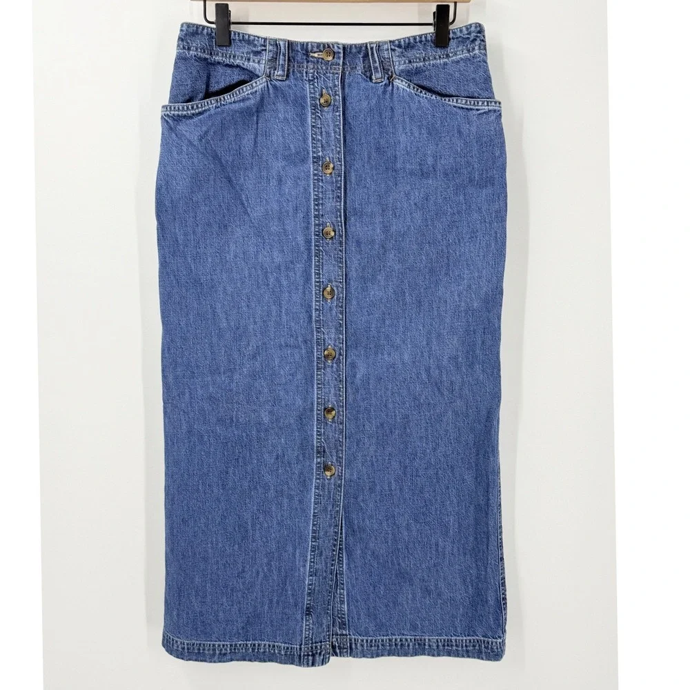 Vtg 90s Jones Sport Denim Maxi Jean Skirt Womens sz 10 Country Cowgirl Western